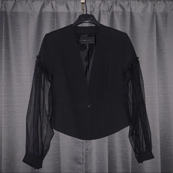 Cropped jacket with tulle sleeves - Picture 3 of 4